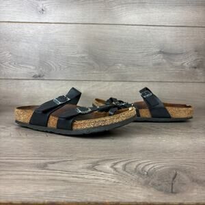 Birkenstock Mayari Birko-Flor Toe Loop Sandals Women's Size 38 Black Strappy